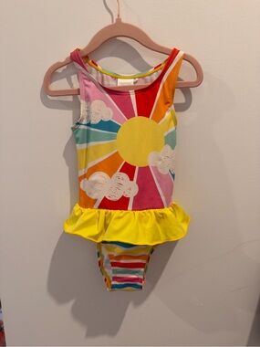 Girls' Yellow Sunburst Ruffle One-Piece Swimsuit NEVER WORN